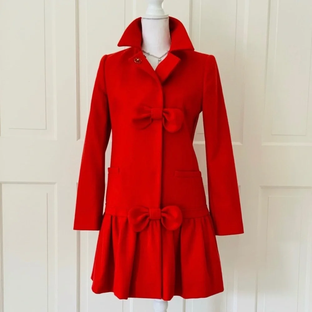 Red Valentino wool blend red coat with bows - Picture 12 of 12